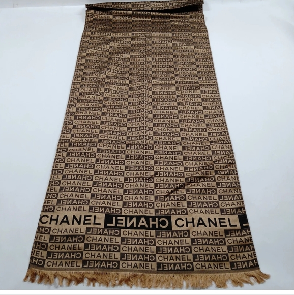 Chanel Scarf Silk Satin Wool Browns Silk Satin - Picture 4 of 9